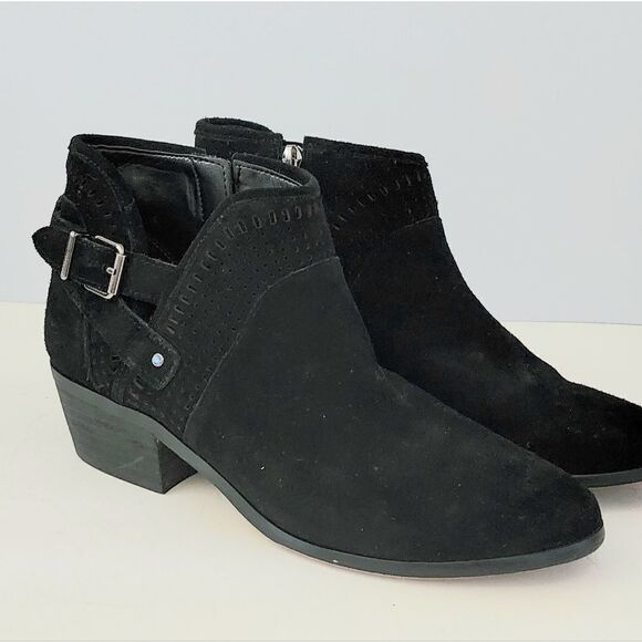 Vince Camuto bootie suadeboots with laser cut detail women's size 8.5 black - Picture 1 of 6